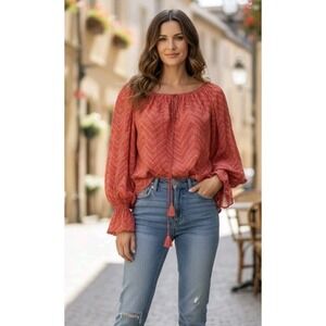 Beulah London Size 12 Boho Chevron Pink Coquette Barbie India 100% Silk Oversize